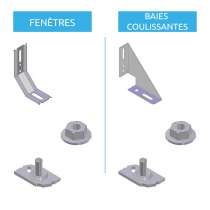 Kit pattes de fixation pour isolation de 100 mm (nécessaire 1 kit par menuiserie)