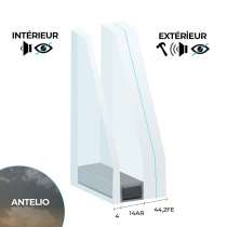 Vitrage 44,2 Fe / 14 Argon / 4 Stopsol Clair, Silver ou Bronze classe 2