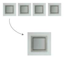 4 hublots carrés 310X310mm cadre INOX vitrage opaque