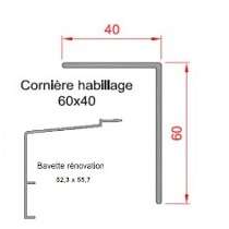 Kit cornières d'habillage 90° ALU (dans le cas d'une rénovation) 6x4 (3 côtés) + bavette rénovation 5x5 en partie basse