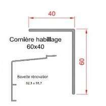 Kit cornières d'habillage 90° ALU (dans le cas d'une rénovation) 6x4 (3 côtés) + bavette rénovation 5x5 en partie basse