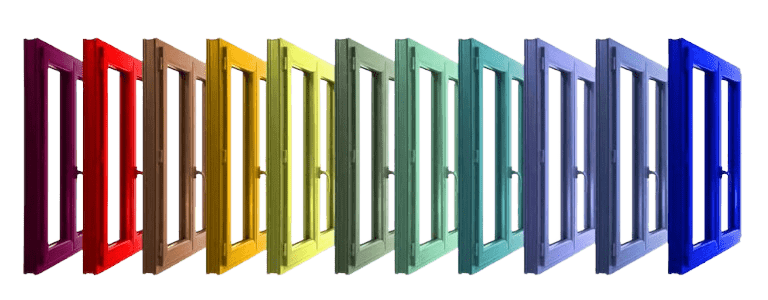 Nombreuses couleurs laquées sur fenêtres PVC
