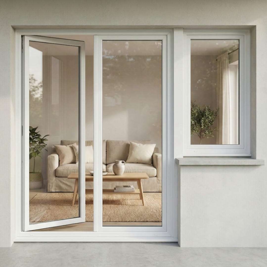 Porte-fenêtre 2 vantaux et fenêtre 1 vantail en PVC