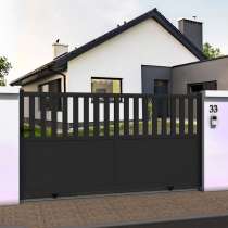 Portail coulissant droit ajouré en ALU gris anthracite