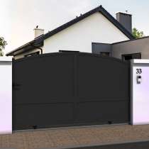 Portail coulissant plein en ALU gris anthracite