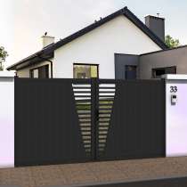 Portail battant droit décor ajouré en ALU gris anthracite