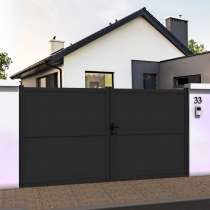 Portail battant droit plein avec traverse en ALU gris anthracite