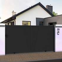 Portail coulissant droit décor en ALU gris anthracite