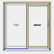 Fenêtre coulissante bois 2 vantaux dont 1 fixe vue détaillé