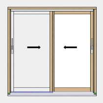 Baie coulissante bois 2 vantaux vue détaillé