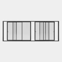 Baie coulissante ALU gamme Titans 6 vantaux 3 rails ouvert