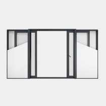 Baie coulissante galandage ALU gamme Titans Galandage 2 vantaux 1 rail ouvert