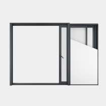 Baie coulissante galandage ALU gamme Titans Galandage 2 vantaux 2 rails ouvert