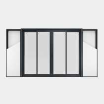 Baie coulissante galandage ALU gamme Titans Galandage 4 vantaux 2 rails fermé