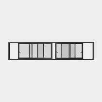 Fenêtre coulissante ALU gamme Titans 6 vantaux 3 rails ouvert