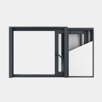 Fenêtre coulissante galandage ALU gamme Titans Galandage 2 vantaux 2 rails ouvert