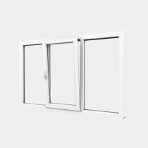 Fenêtre PVC gamme Confort 1 vantail oscillo-battant 2 fixes ouvert