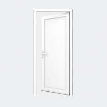 Porte entrée PVC gamme FlexyP remplissage panneau plein 1 vantail ouvert