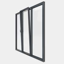 Porte Fenêtre ALU gamme Titans 1 vantail oscillo-battant 2 fixes ouvert