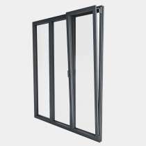 Porte Fenêtre ALU gamme Titans 2 vantaux dont 1 oscillo-battant 1 fixe ouvert