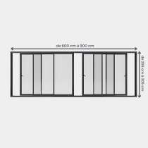 Baie coulissante ALU Gamme HighMaxx 6 vantaux 3 rails ouvert
