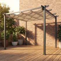 Pergola manuelle toile autoportée sur une terrasse