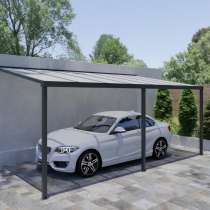 Carport sur mesure toit incliné avec structure ALU appui façade 2 modules pour abriter véhicule