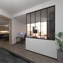 Verrière ALU sur mesure 5 vitrages simple sur cloison
