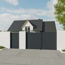 Portail battant Aluminium sur mesure lames horizontales gris anthracite