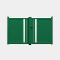 Portail battant Aluminium sur mesure vert lames verticales décor