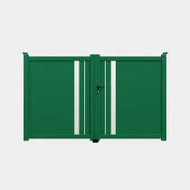 Portail battant Aluminium sur mesure vert lames verticales décor