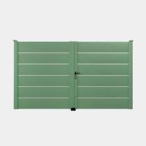 Portail battant Aluminium sur mesure vert lames horizontales décor