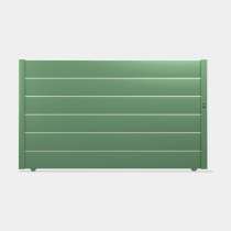 Portail coulissant Aluminium sur mesure vert lames horizontales décor