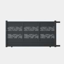 Portail Aluminium coulissant sur mesure avec tôle décorative ajourée RAL7016