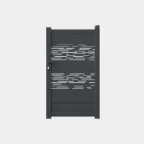 Portillon Aluminium sur mesure modèle AUGUSTIN gris avec tôle décorative ajourée