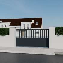 Portail coulissant Aluminium sur mesure lames verticales pleines et ajourées anthracite