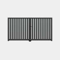 Portail battant Aluminium sur mesure lames verticales ajourées RAL7016