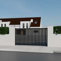 Portail coulissant Aluminium sur mesure lames verticales gris anthracite
