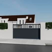 Portail coulissant Aluminium sur mesure lames pleines et lames ajourées gris anthracite