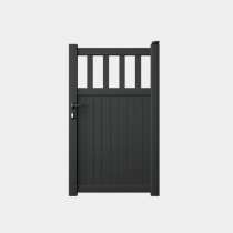Portillon Aluminium sur mesure tubes verticaux + lames verticales RAL7016