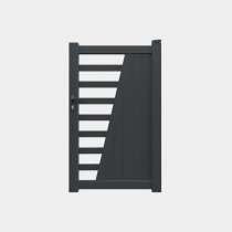 Portillon Aluminium sur mesure tubes horizontaux et lames verticales RAL7016
