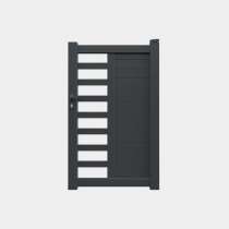 Portillon Aluminium sur mesure lames et tubes horizontaux RAL7016