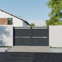 Portail coulissant Aluminium sur mesure avec tôle et barreaux anthracite
