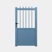 Portillon Aluminium sur mesure avec tôle et barreaux bleu