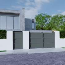 Portillon Aluminium sur mesure plein avec traverses RAL 7039