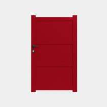Portillon Aluminium sur mesure plein avec traverses rouge