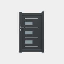 Portillon Aluminium sur mesure avec panneau décoratif vitré RAL7016