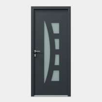 Porte d'entrée PVC Gris 7016 vitrage sablé