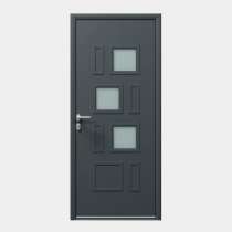 Porte d'entrée ALU RAL 7016 vitrage sablé et moulures