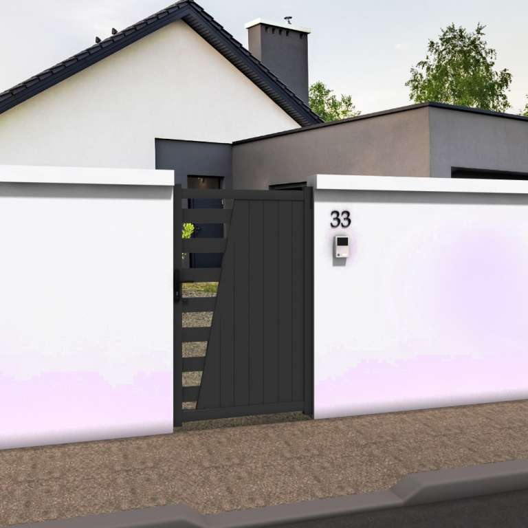 Portillon droit décor ajouré en ALU gris anthracite
